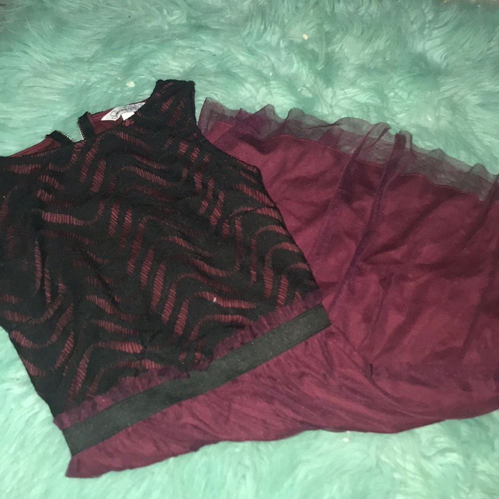 Maroon and black homecoming dress